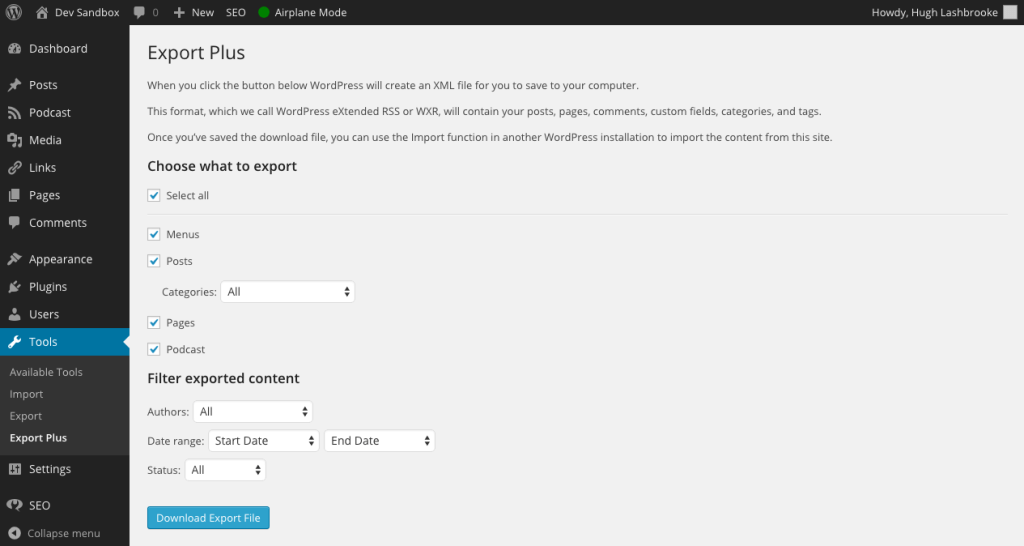 Export Plus screenshot